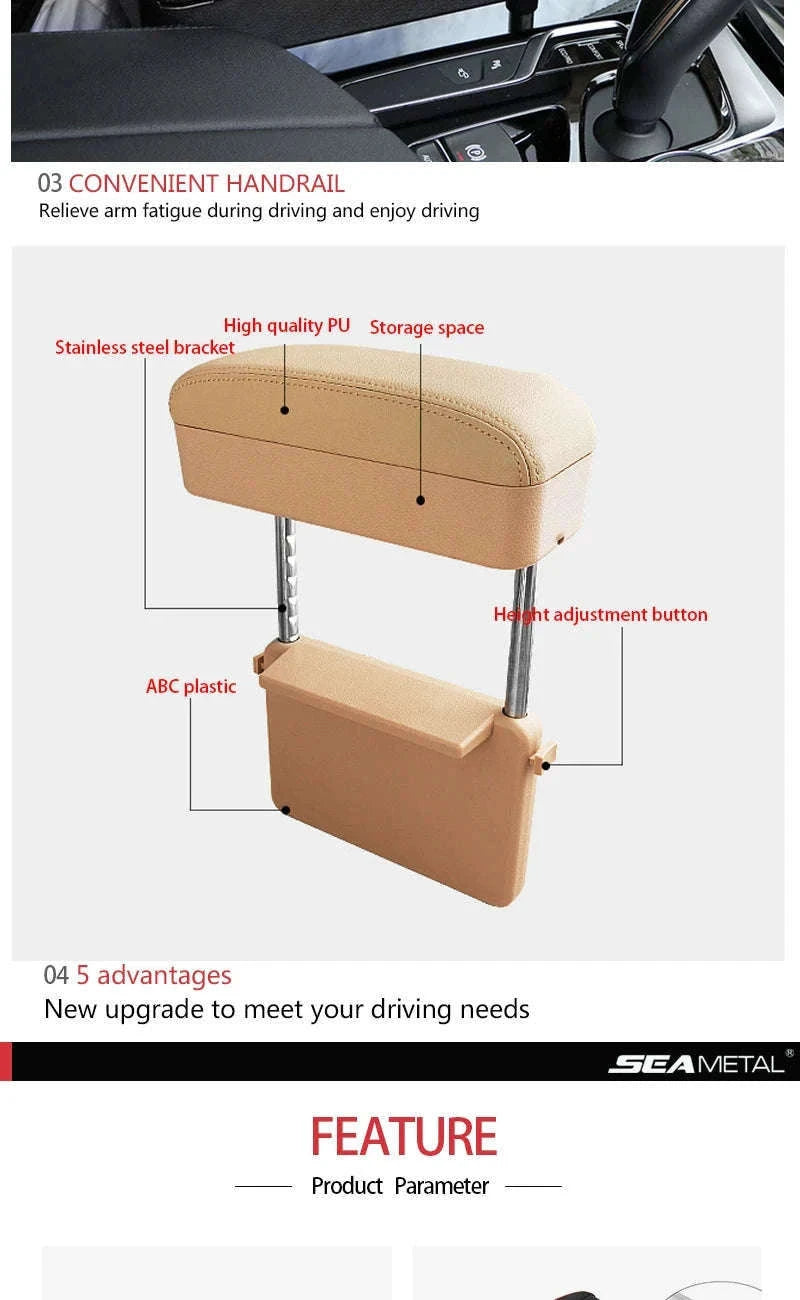 Car Armrest Box Elbow Support Adjustable Seat Gap Organizer Cushion-1 set Black Red