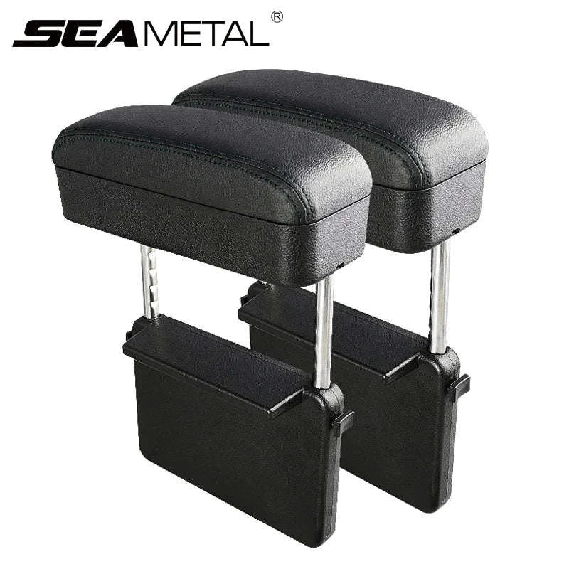 Car Armrest Box Elbow Support Adjustable Seat Gap Organizer Cushion-1 set Black Red