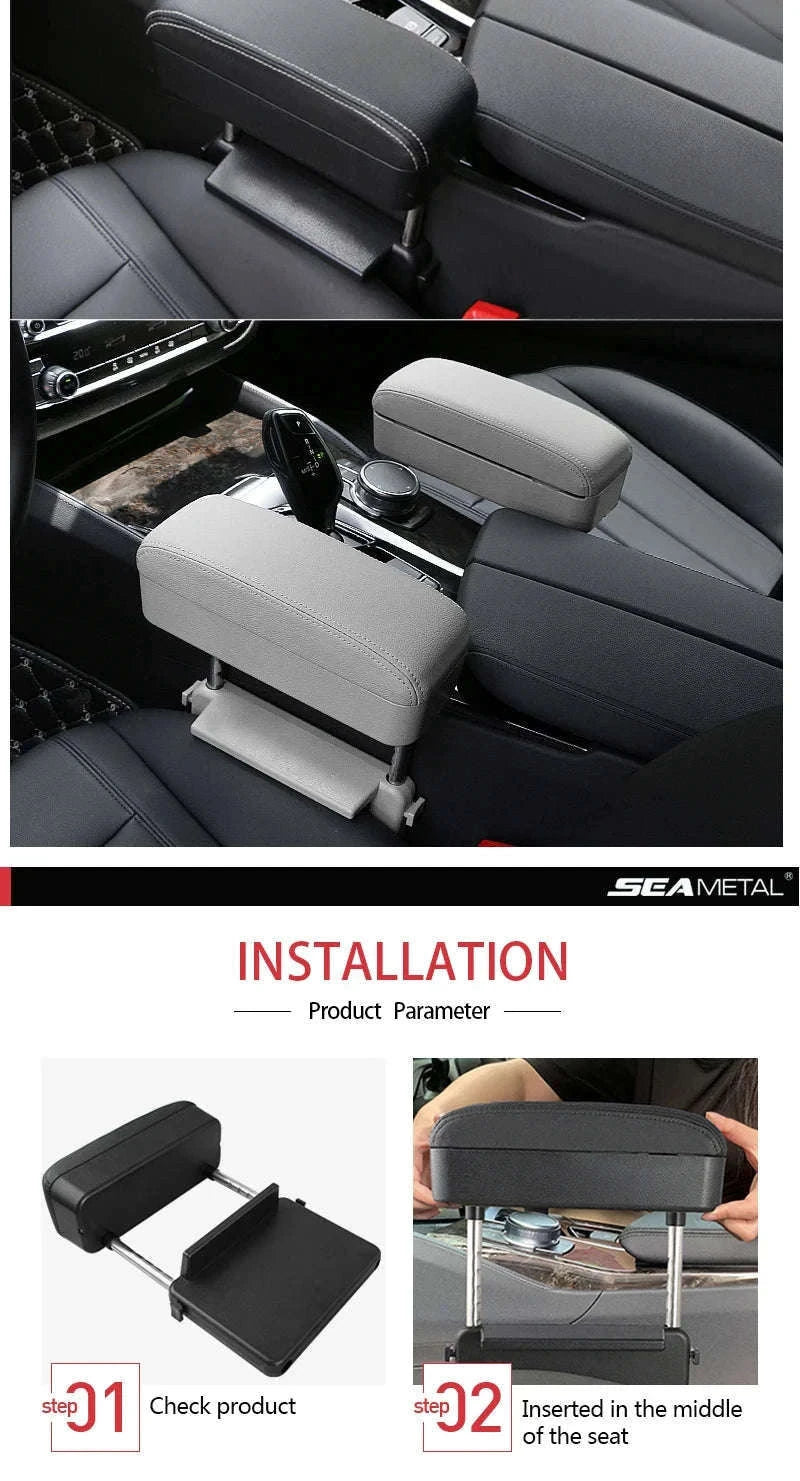 Car Armrest Box Elbow Support Adjustable Seat Gap Organizer Cushion-1 set Black Red