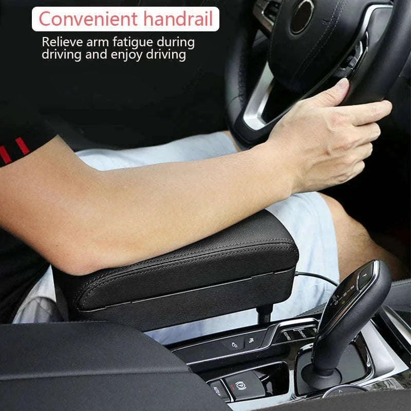 Car Armrest Box Elbow Support Adjustable Seat Gap Organizer Cushion-1 set Black Red