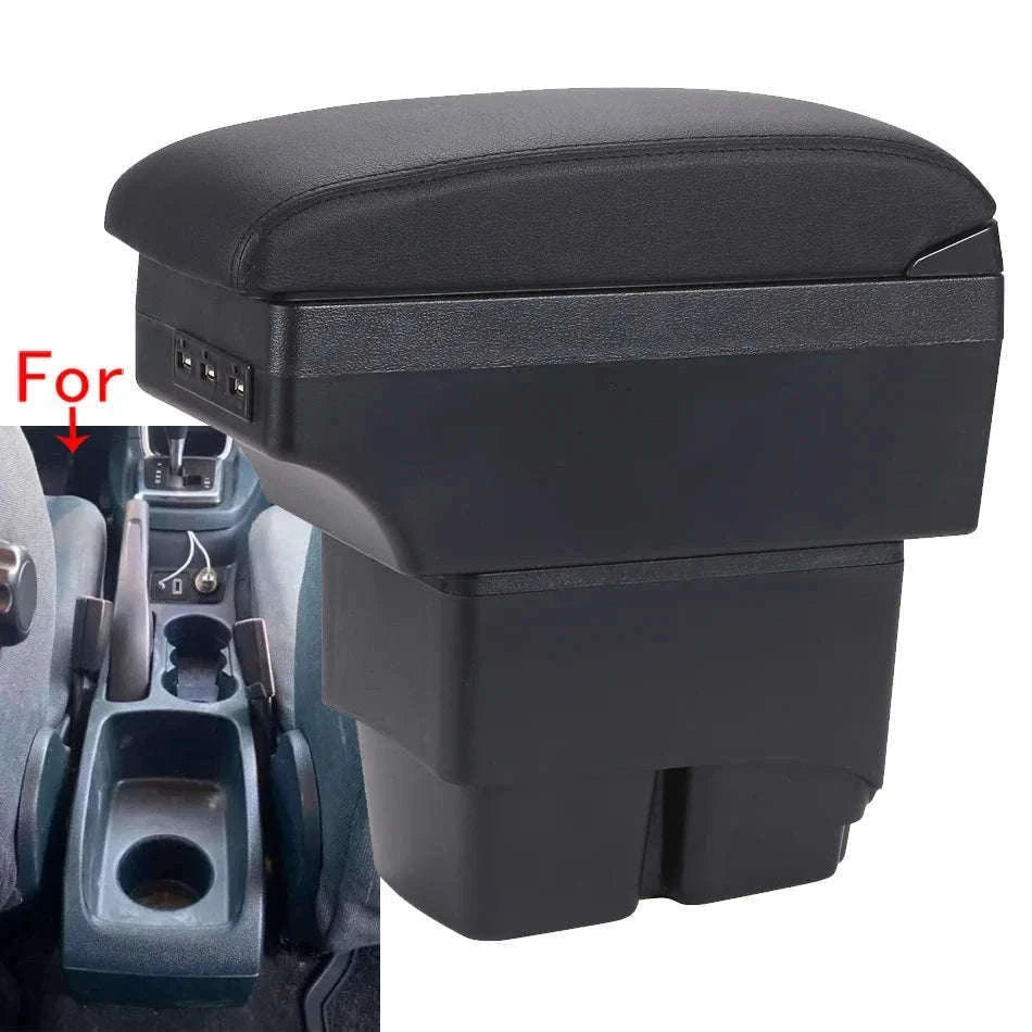 Car Armrest Box for Fiesta MK7 2009-2017-B2 Black line 3USB
