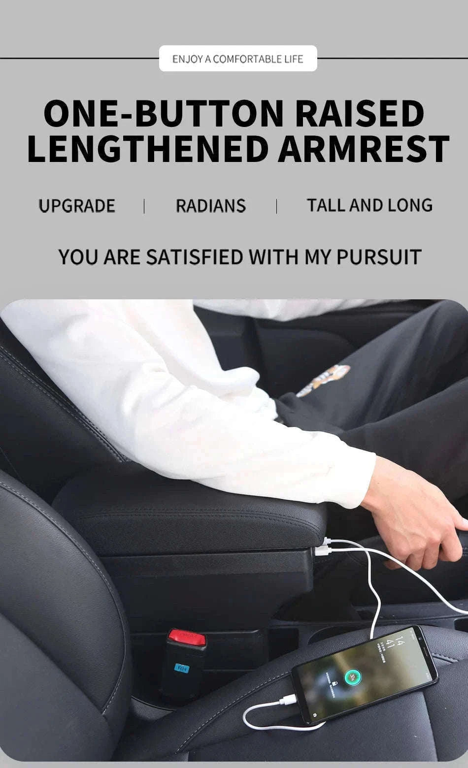 Car Armrest Box for Swift 2005-2024-C3 Black white NOUSB