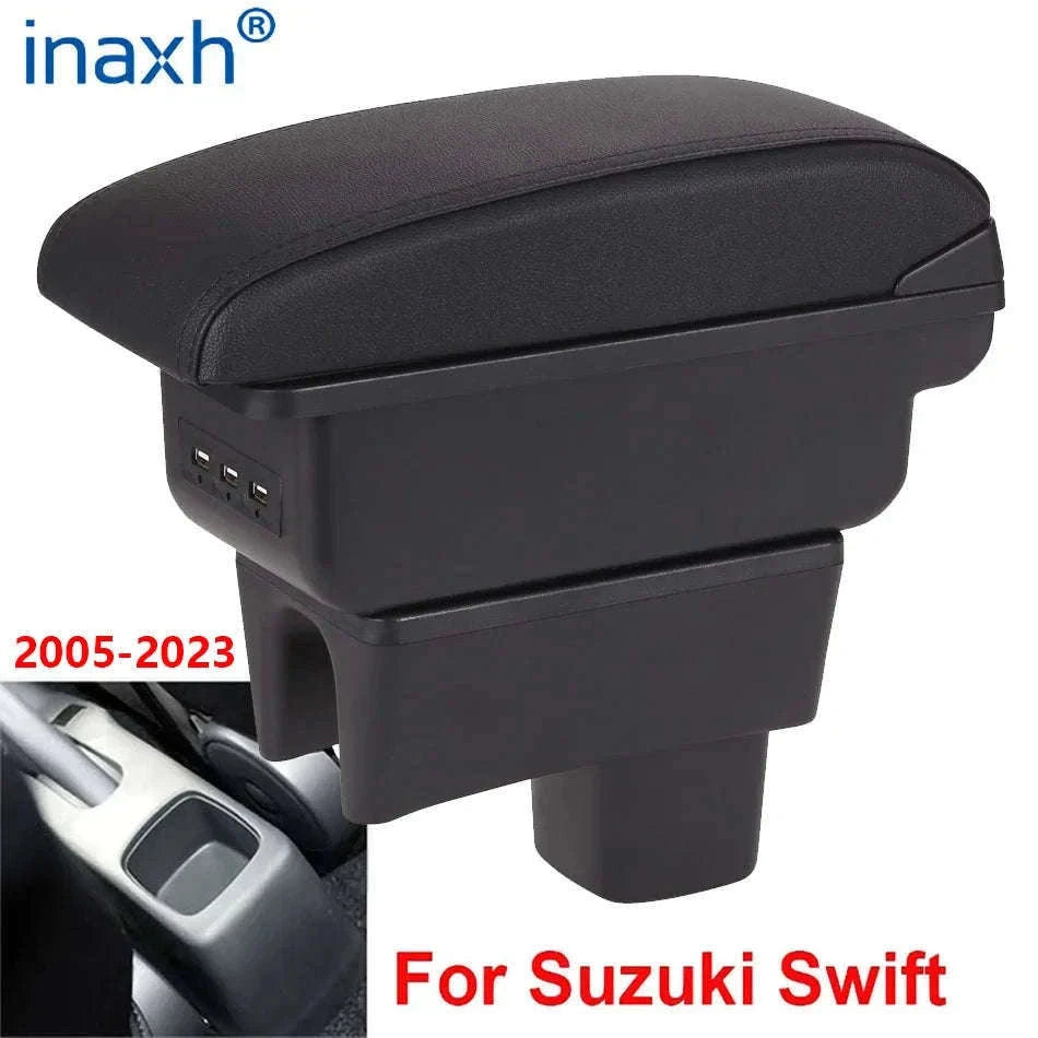 Car Armrest Box for Swift 2005-2024-C3 Black white NOUSB