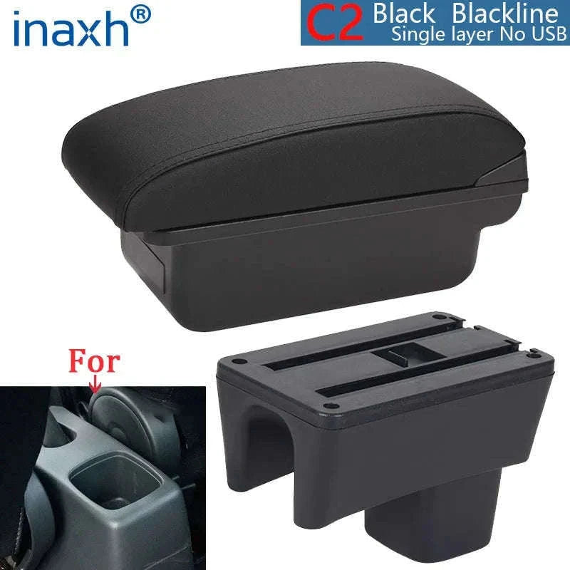 Car Armrest Box for Swift 2005-2024-C3 Black white NOUSB