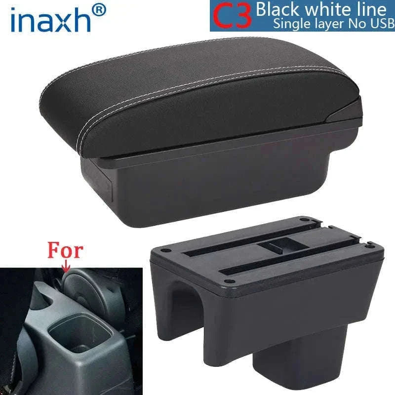 Car Armrest Box for Swift 2005-2024-C3 Black white NOUSB