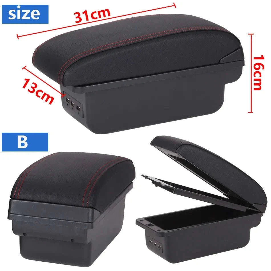 Car Armrest Box for Swift 2005-2024-C3 Black white NOUSB