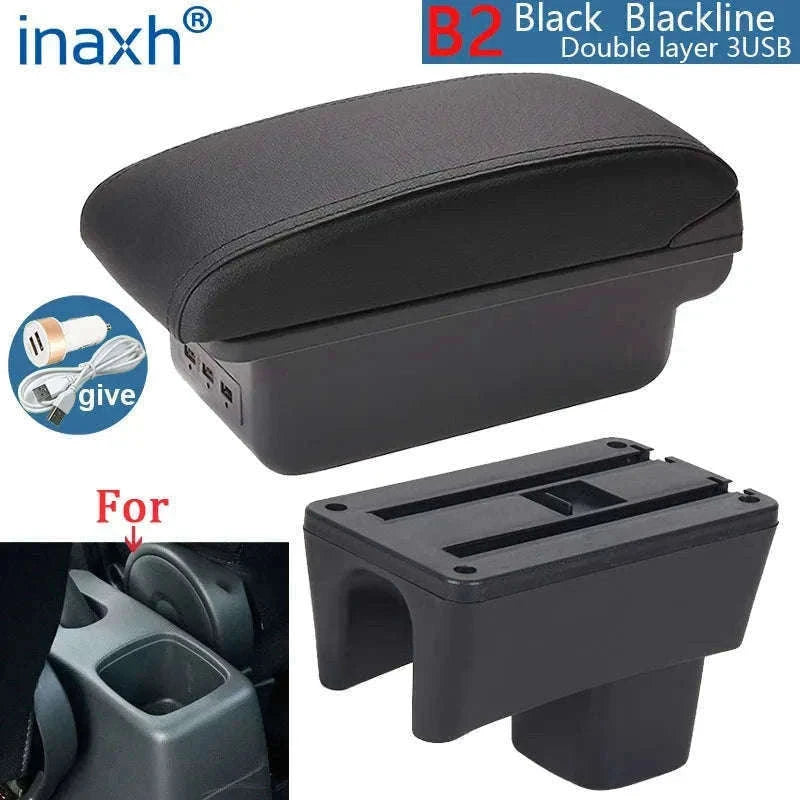 Car Armrest Box for Swift 2005-2024-C3 Black white NOUSB