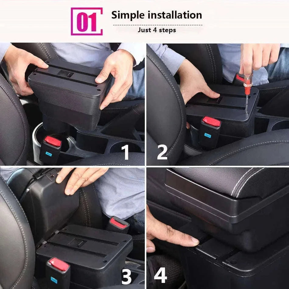 Car Armrest Box for Swift 2005-2024-C3 Black white NOUSB