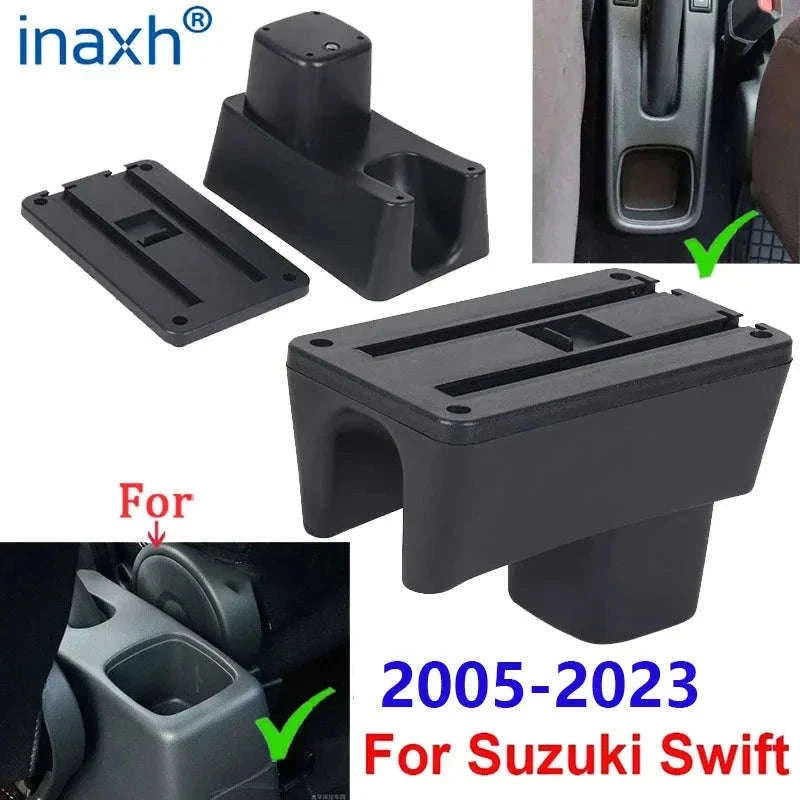 Car Armrest Box for Swift 2005-2024-C3 Black white NOUSB