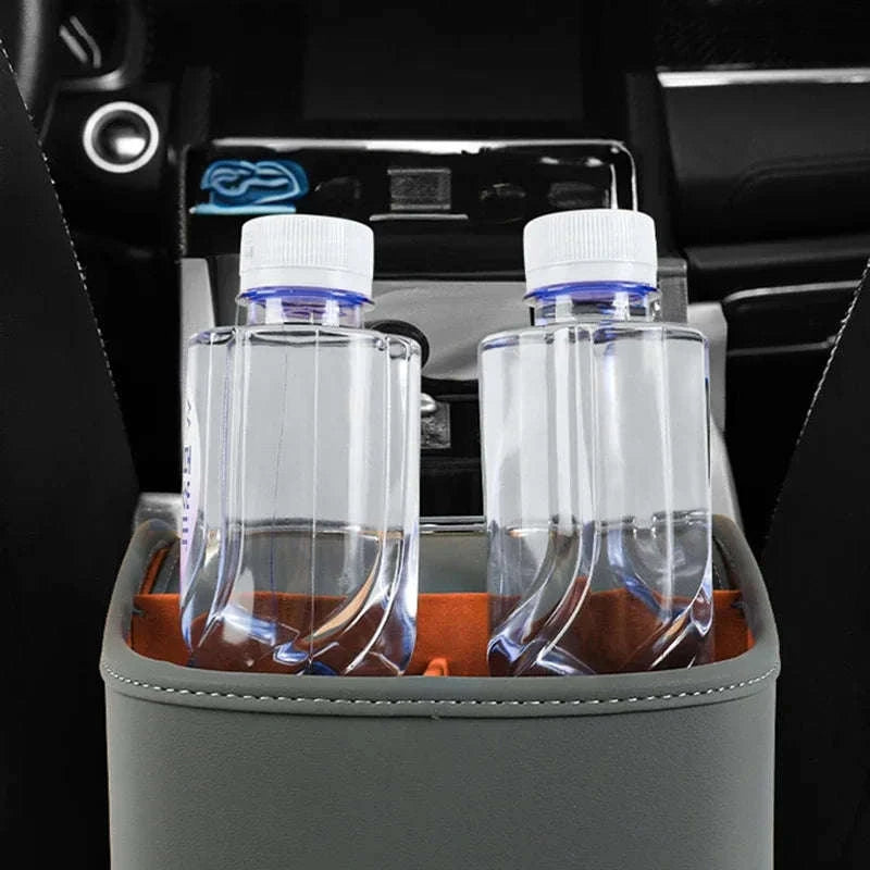 Car Armrest Box Universal Center Console Organizer PU Leather Storage Box Tissue Holder-Beige 1pc