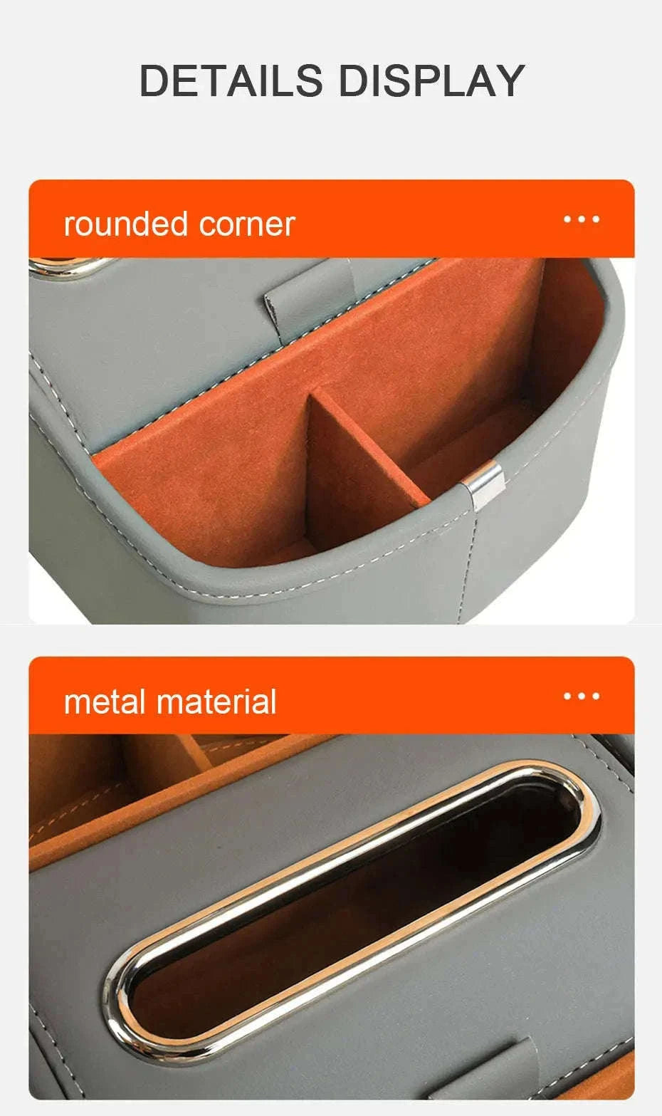 Car Armrest Box Universal Center Console Organizer PU Leather Storage Box Tissue Holder-Beige 1pc