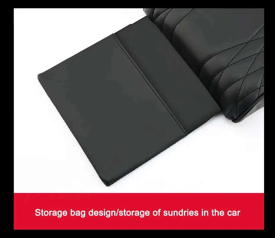 Car Armrest Cushion with Tissue Holder and Storage Pocket-Black