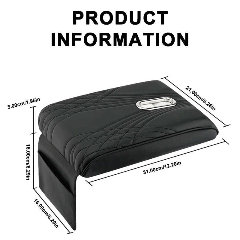 Car Armrest Cushion with Tissue Holder and Storage Pocket-Black