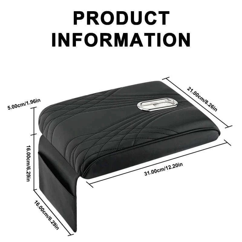 Car Armrest Cushion with Tissue Holder and Storage Pocket-Black