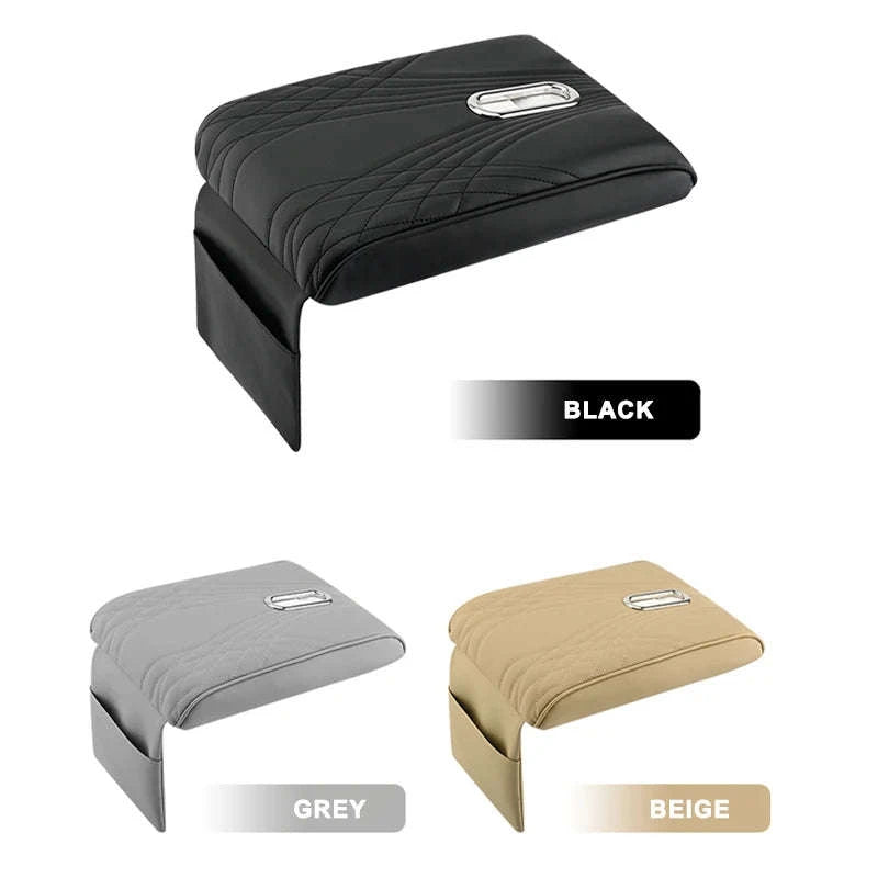 Car Armrest Cushion with Tissue Holder and Storage Pocket-Black