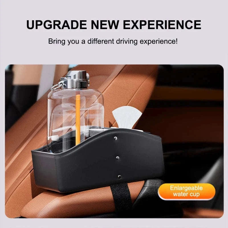Car Armrest Storage Box with Tissue Holder-Red