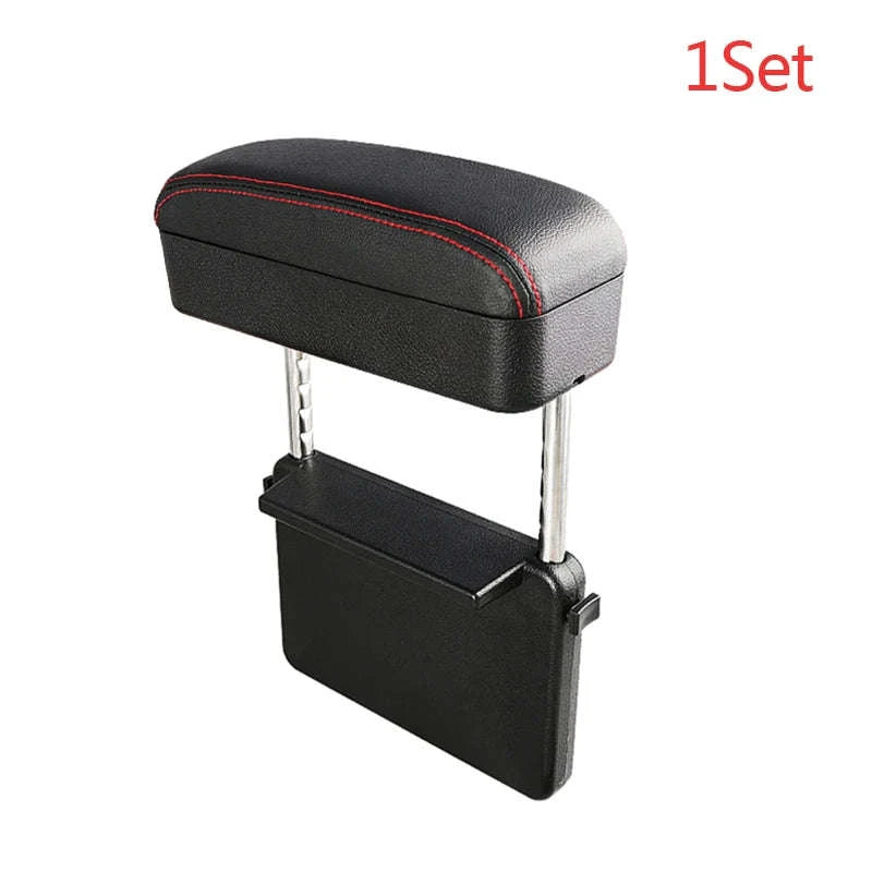 Car Armrest Support Pad with Storage Organizer Adjustable Height-Gray 1pc