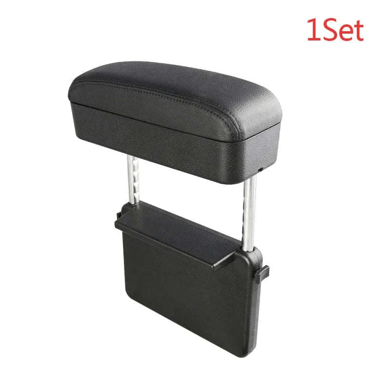 Car Armrest Support Pad with Storage Organizer Adjustable Height-Gray 1pc