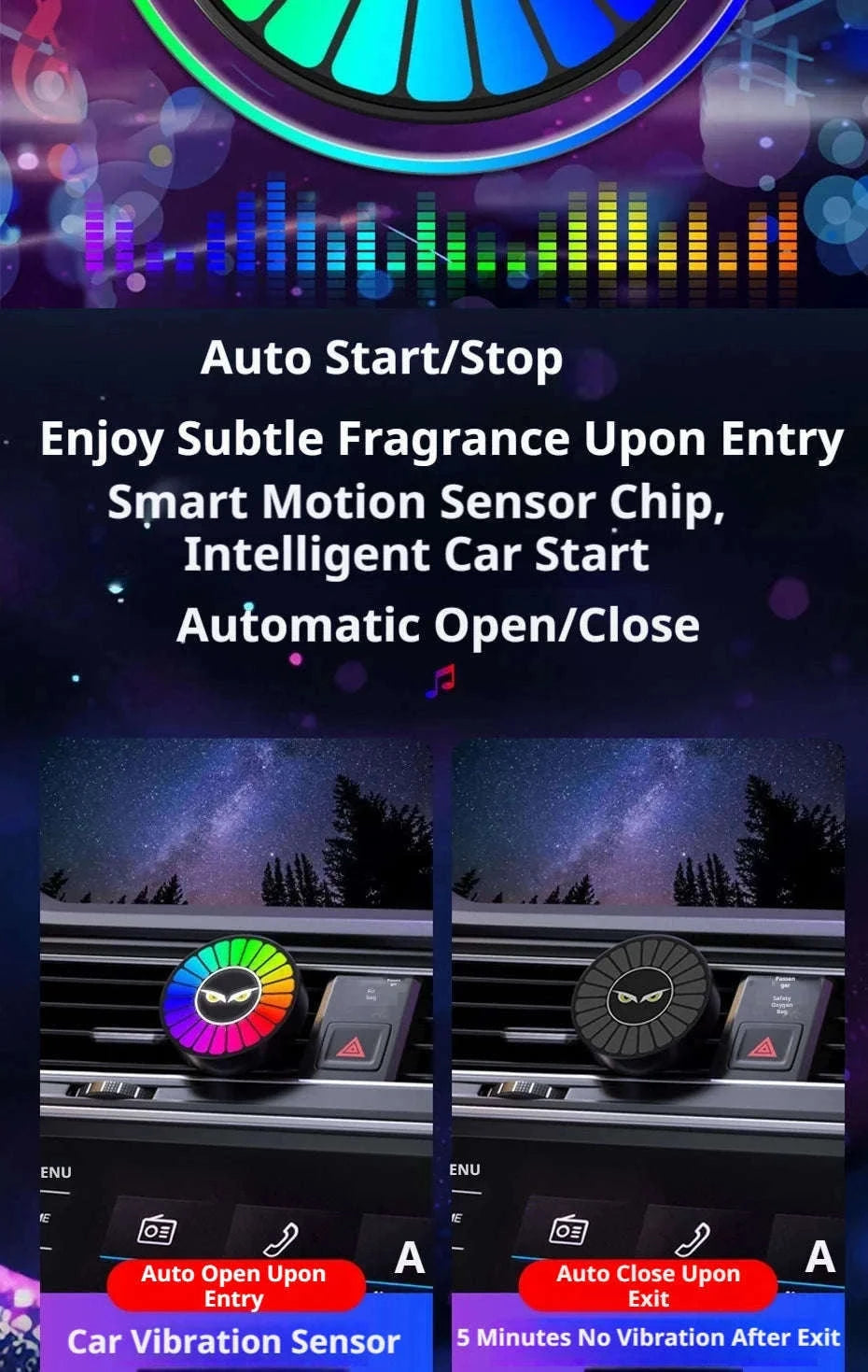 Car Aromatherapy Lamp with Motion Sensor and RGB Light-Ocean