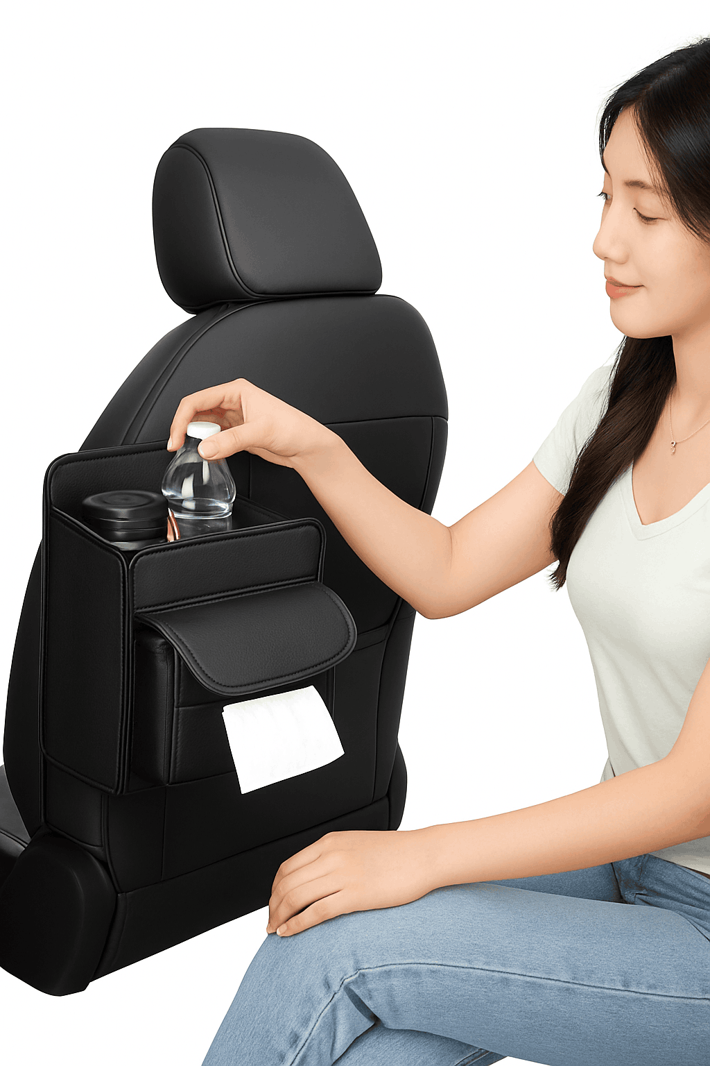 Car Back Seat Organizer Tissue Holder Storage Bag-1pc