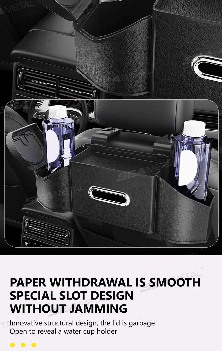 Car Back Seat Organizer with Cup Holder and Hooks-Gray 1pc