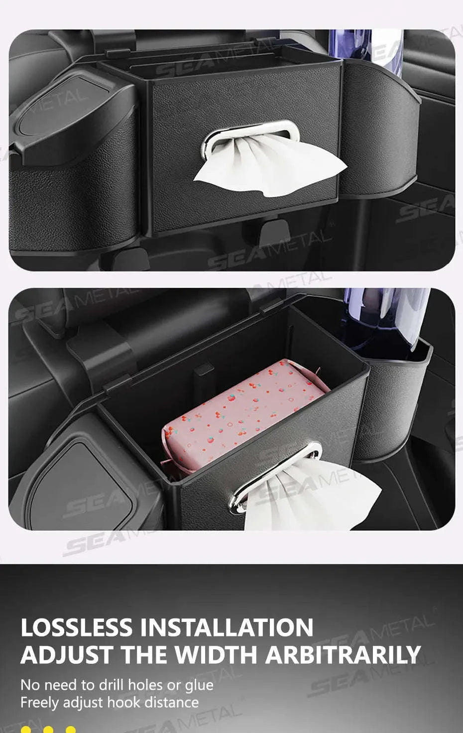 Car Back Seat Organizer with Cup Holder and Hooks-Gray 1pc