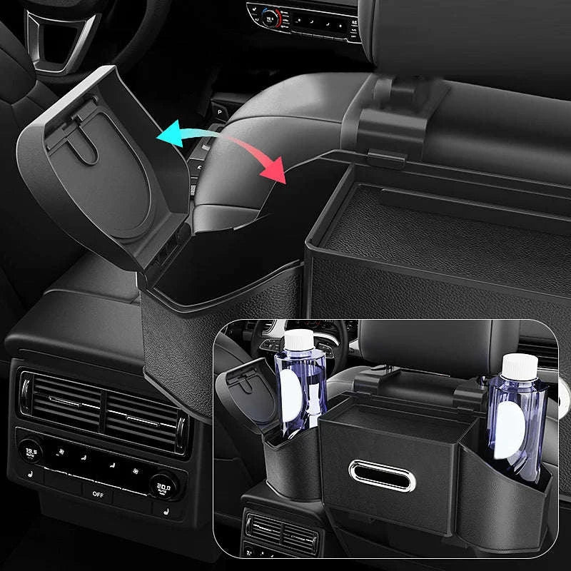Car Back Seat Organizer with Cup Holder and Hooks-Gray 1pc