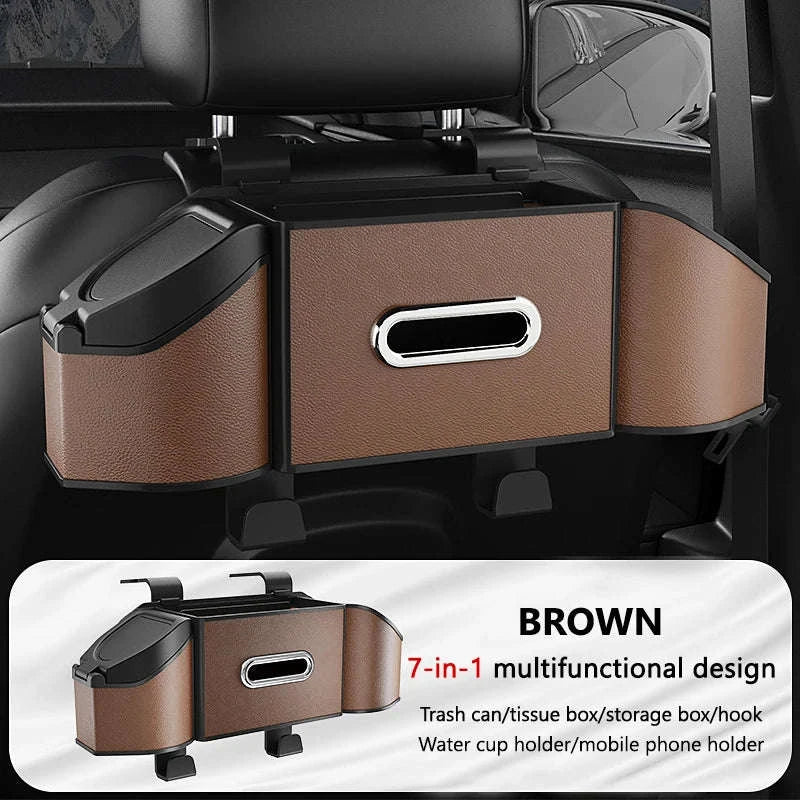 Car Back Seat Organizer with Cup Holder and Hooks-Gray 1pc