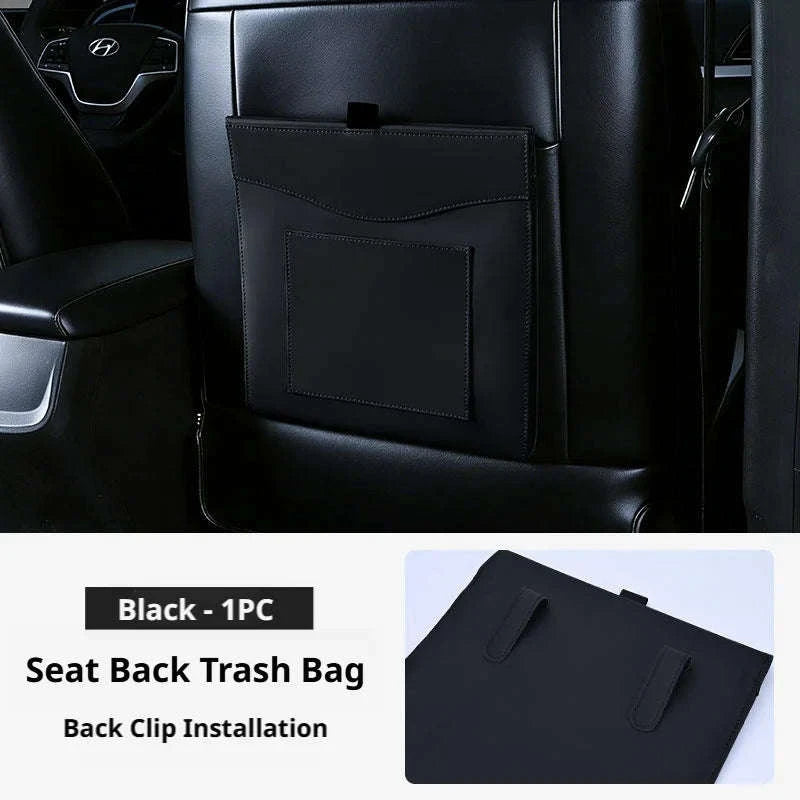 Car Back Seat Trash Bin with Lid, Leakproof Seatback Organizer-Black