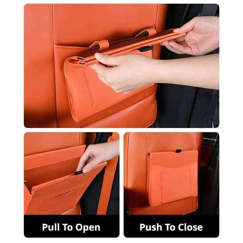 Car Back Seat Trash Bin with Lid, Leakproof Seatback Organizer-Black