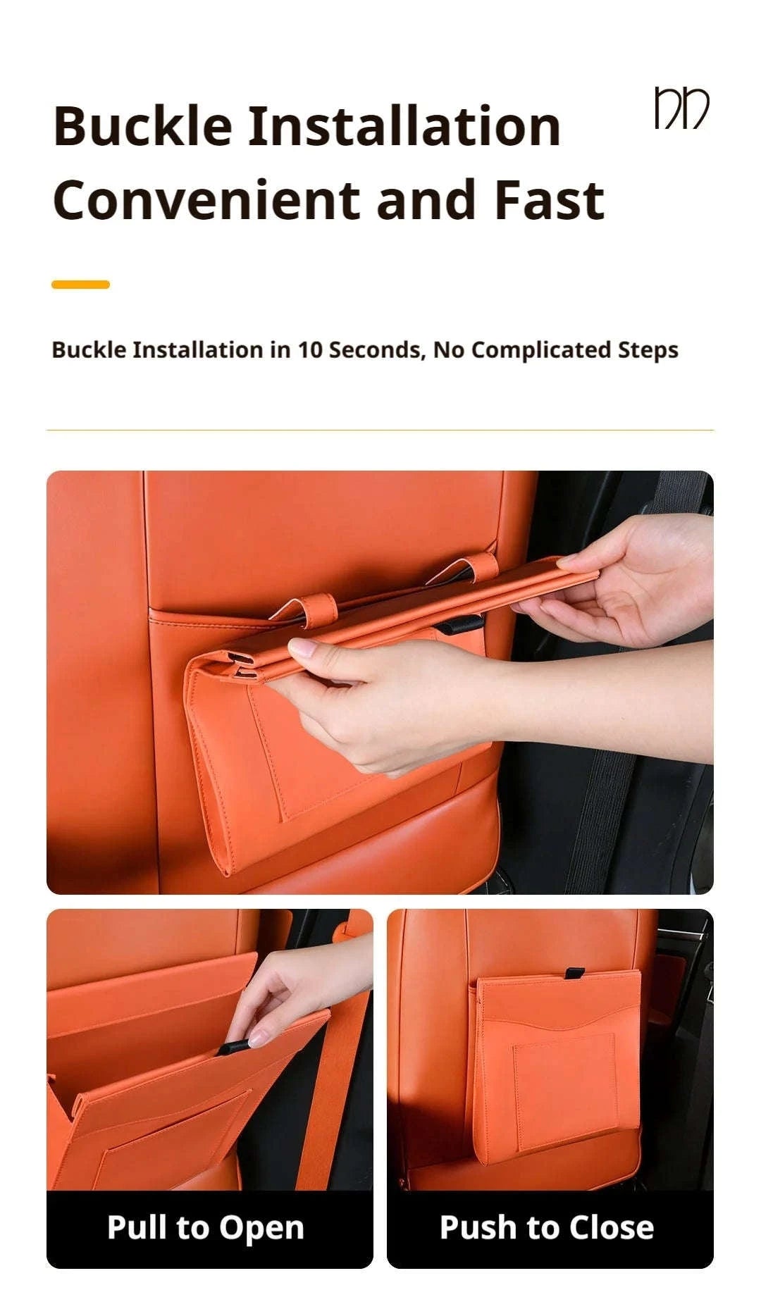 Car Back Seat Trash Bin with Lid, Leakproof Seatback Organizer-Black