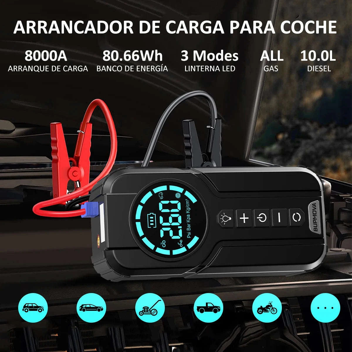 Car Battery Jump Starter with Digital Display Portable Booster-6000mah / United States