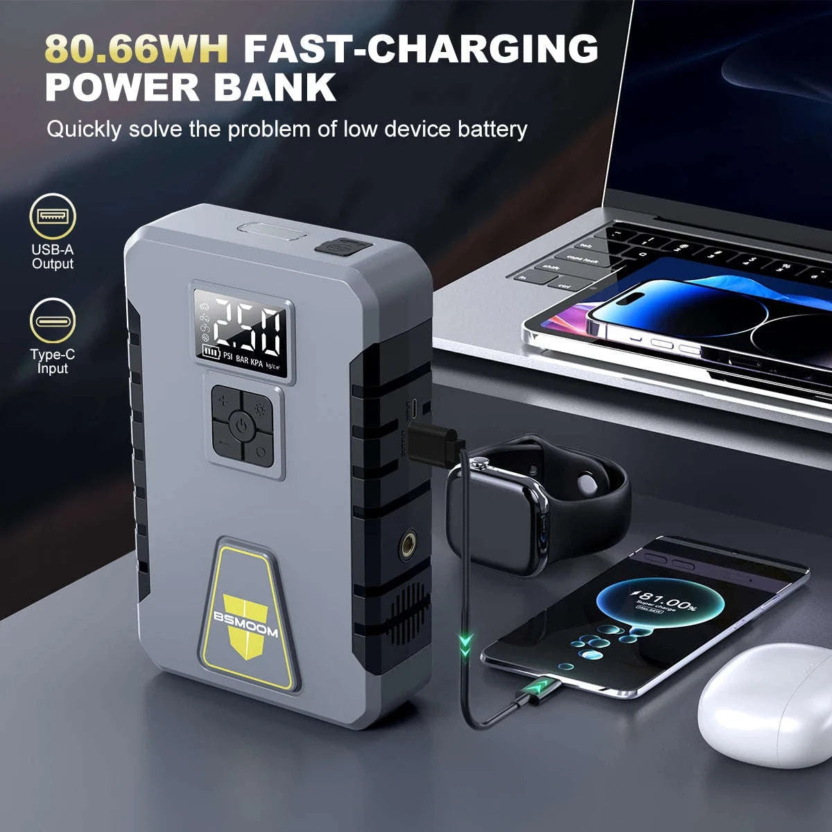 Car Battery Jump Starter with Digital Display Portable Booster-6000mah / United States
