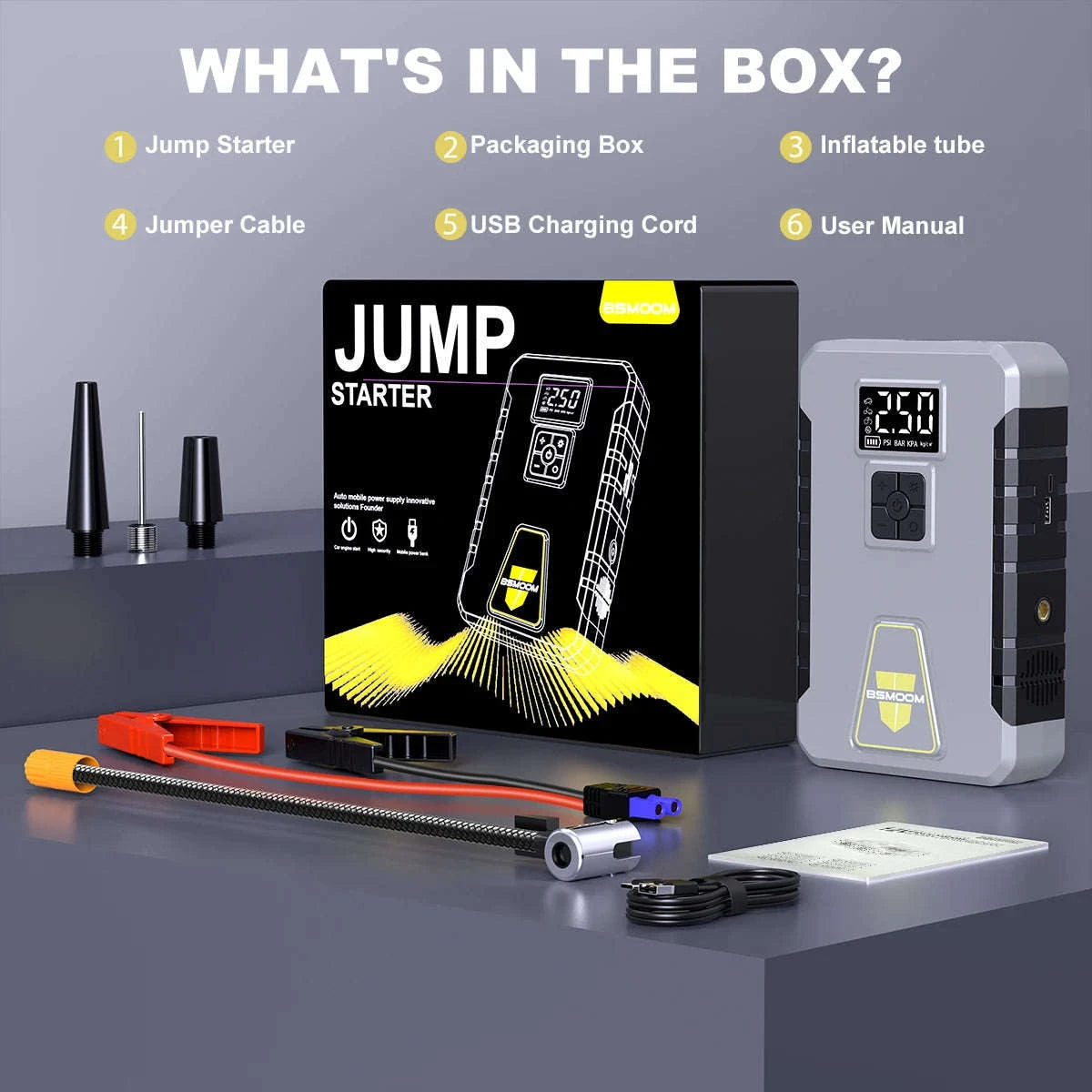 Car Battery Jump Starter with Digital Display Portable Booster-6000mah / United States