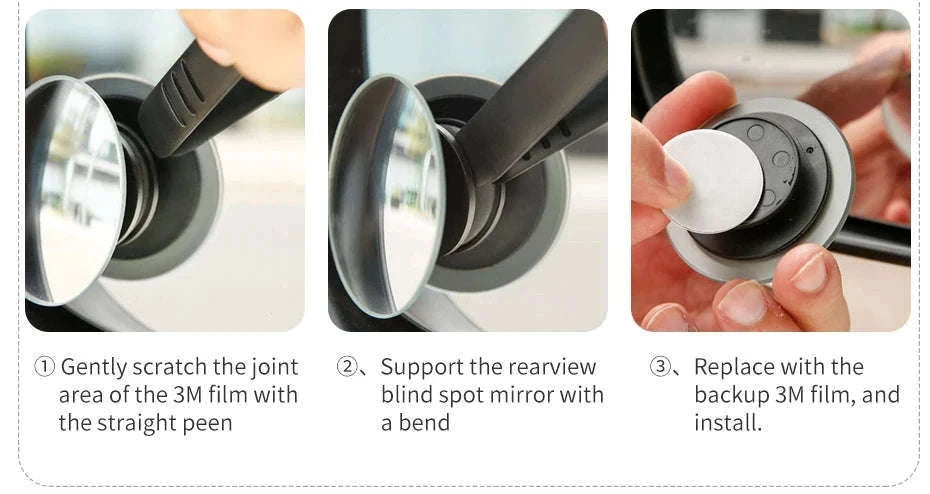 Car Blind Spot Mirror 2pcs 360° Wide Angle HD Convex Glass-Glass