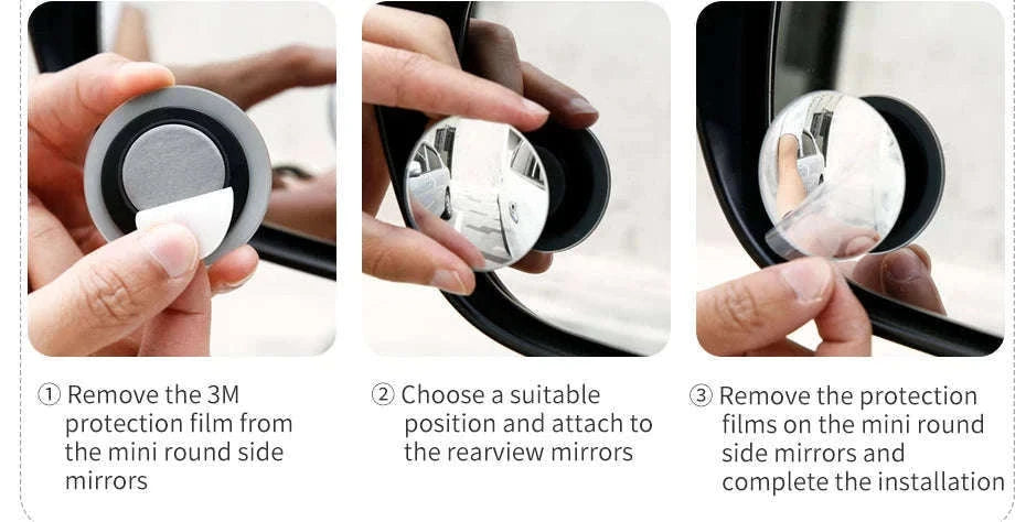 Car Blind Spot Mirror 2pcs 360° Wide Angle HD Convex Glass-Glass