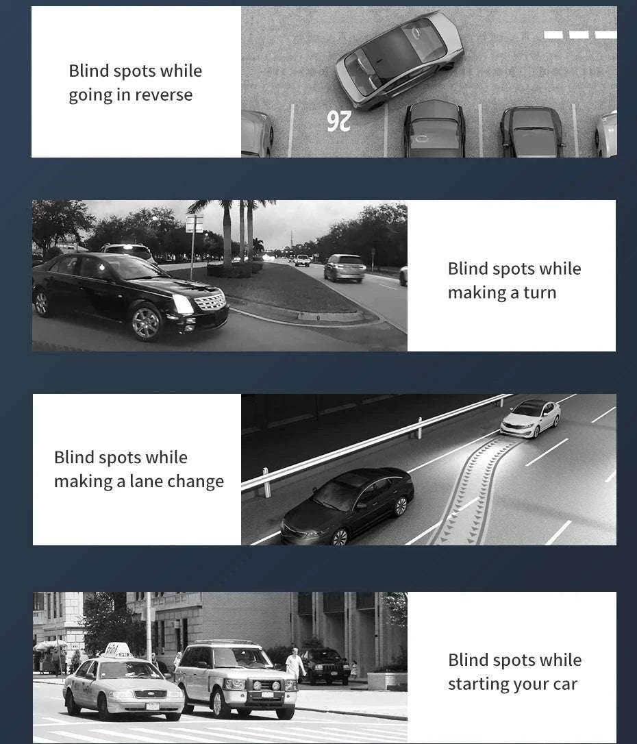 Car Blind Spot Mirror 2pcs 360° Wide Angle HD Convex Glass-Glass