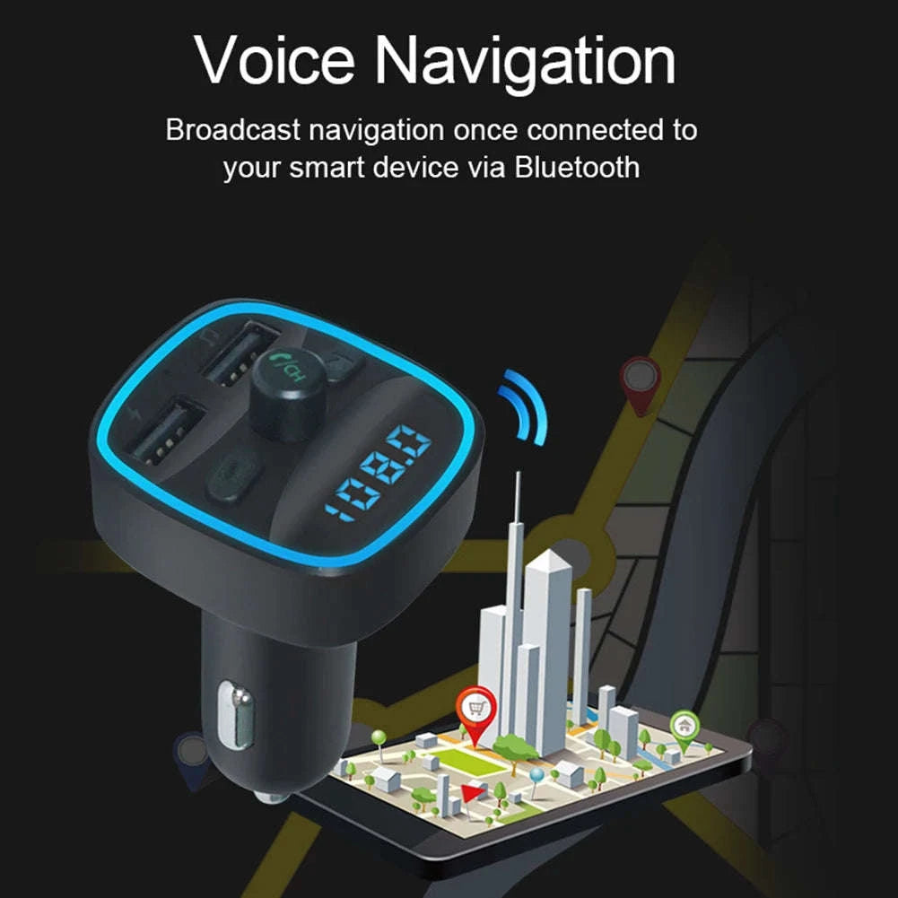 Car Bluetooth 5.0 FM Transmitter with Dual USB Charging-black / United States