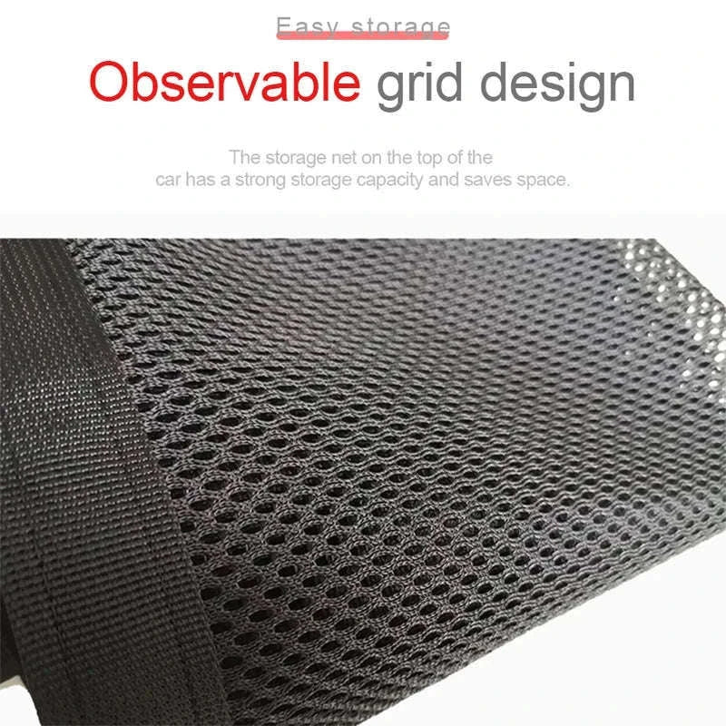 Car Ceiling Storage Net Pocket 80cm x 55cm Hanging Polyester Mesh Organizer with Zipper-1pc Ceiling Pocket