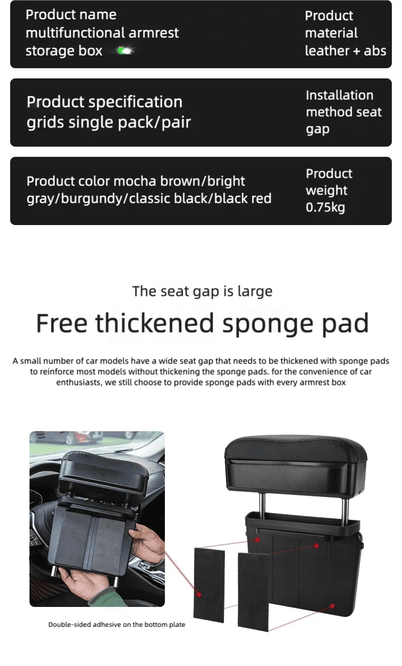 Car Central Handrail Armrest Pad-Dark Grey