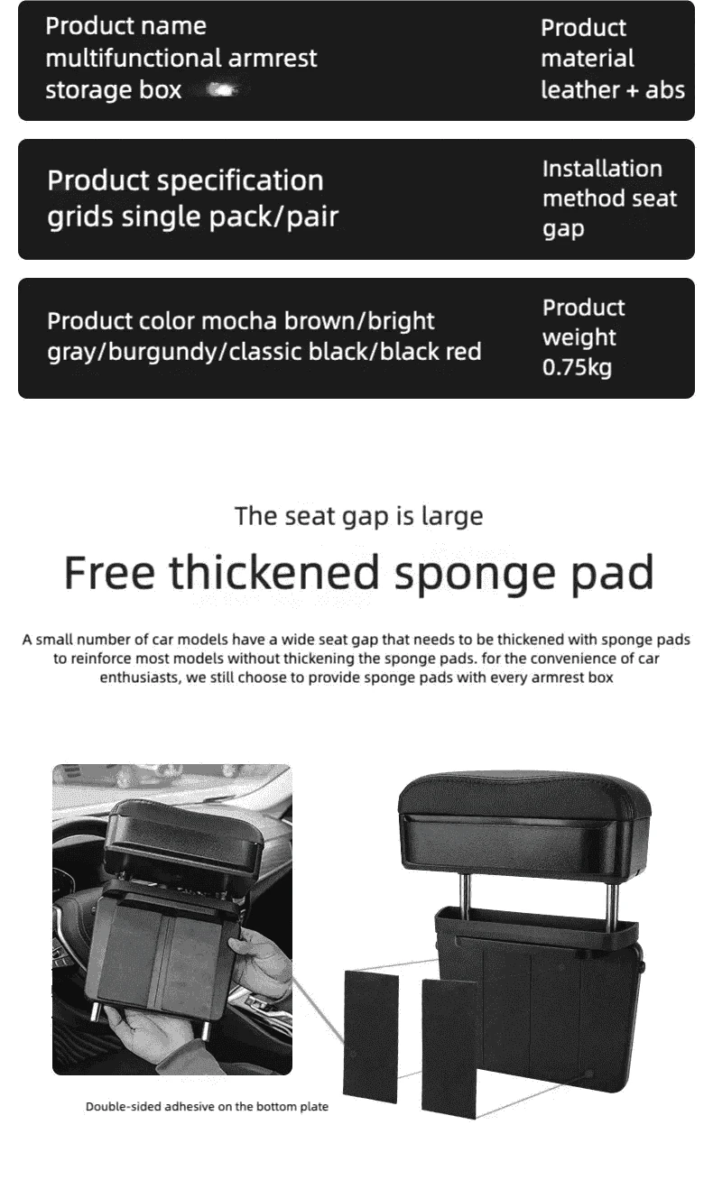 Car Central Handrail Armrest Pad-Dark Grey