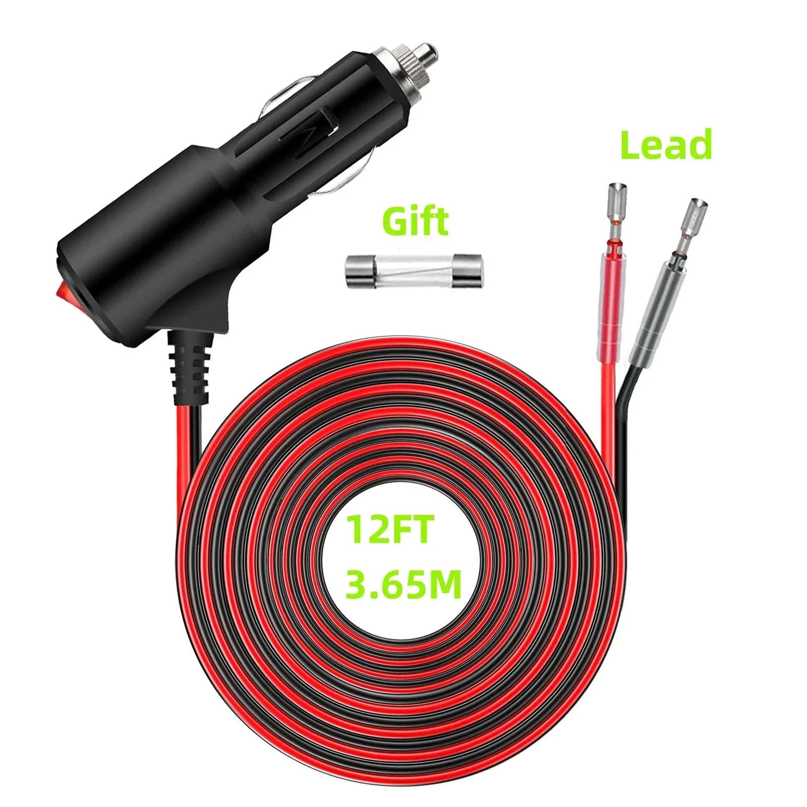 Car Cigarette Lighter Extension Cord with On/Off Switch-Black-S-6FT