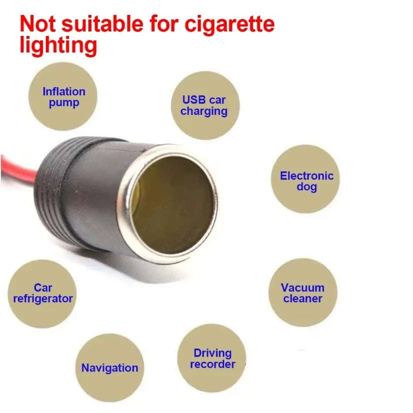 Car Cigarette Lighter Socket Adapter with 30cm Cable-1PC 10A