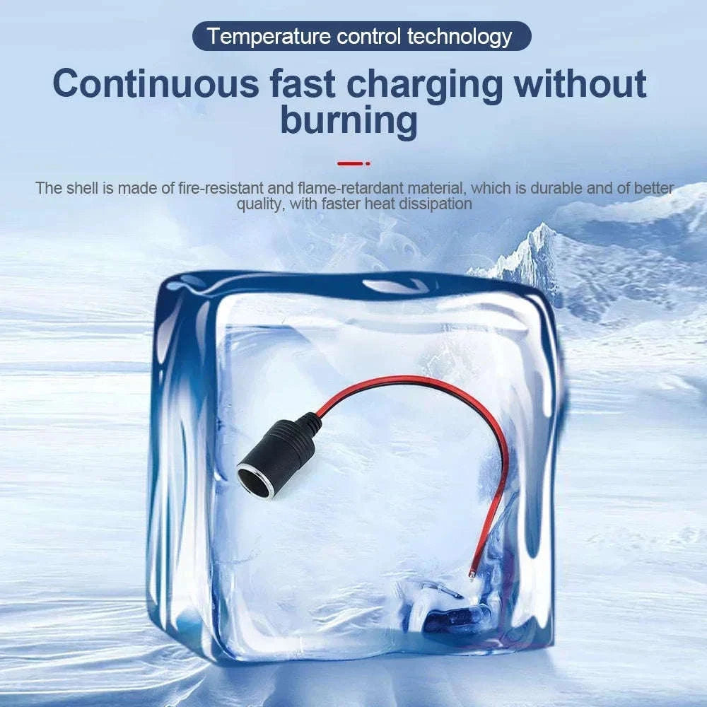 Car Cigarette Lighter Socket Adapter with 30cm Cable-1PC 10A