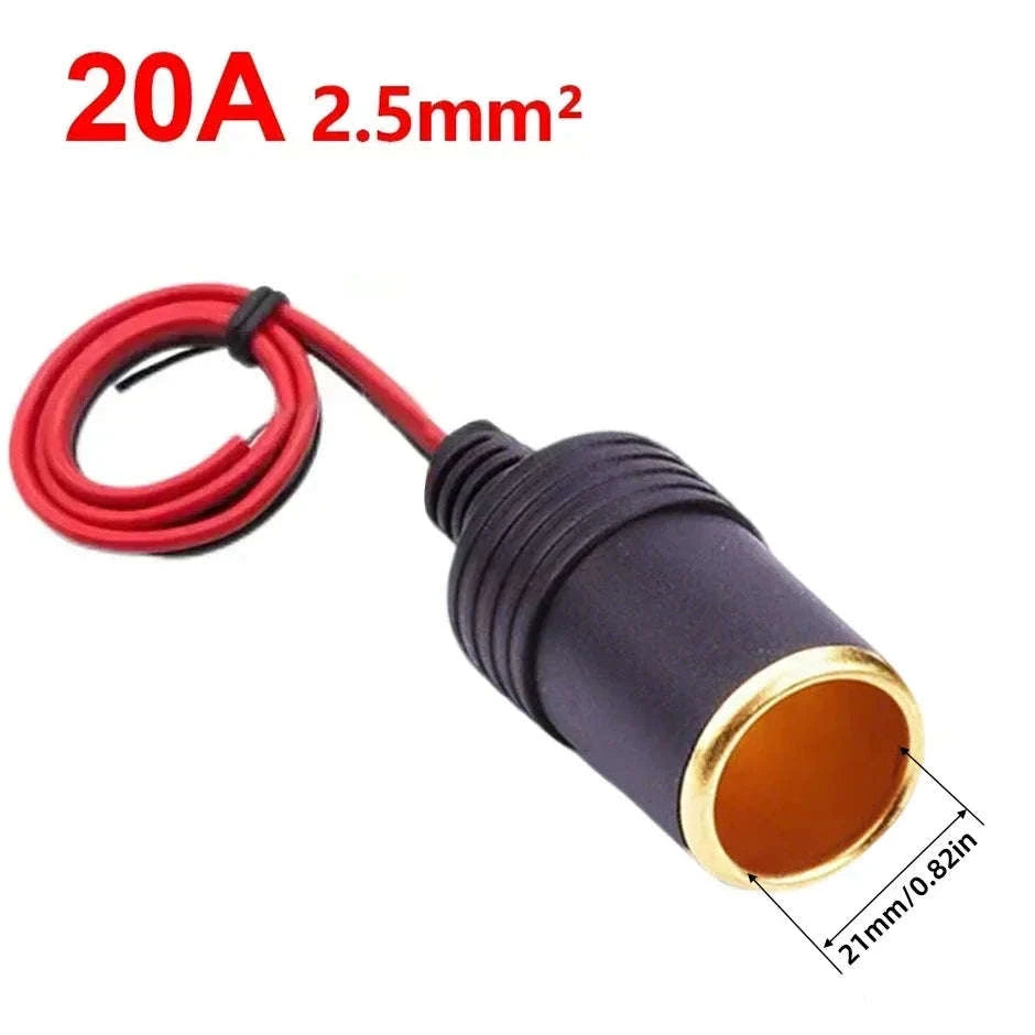 Car Cigarette Lighter Socket Adapter with 30cm Cable-1PC 10A