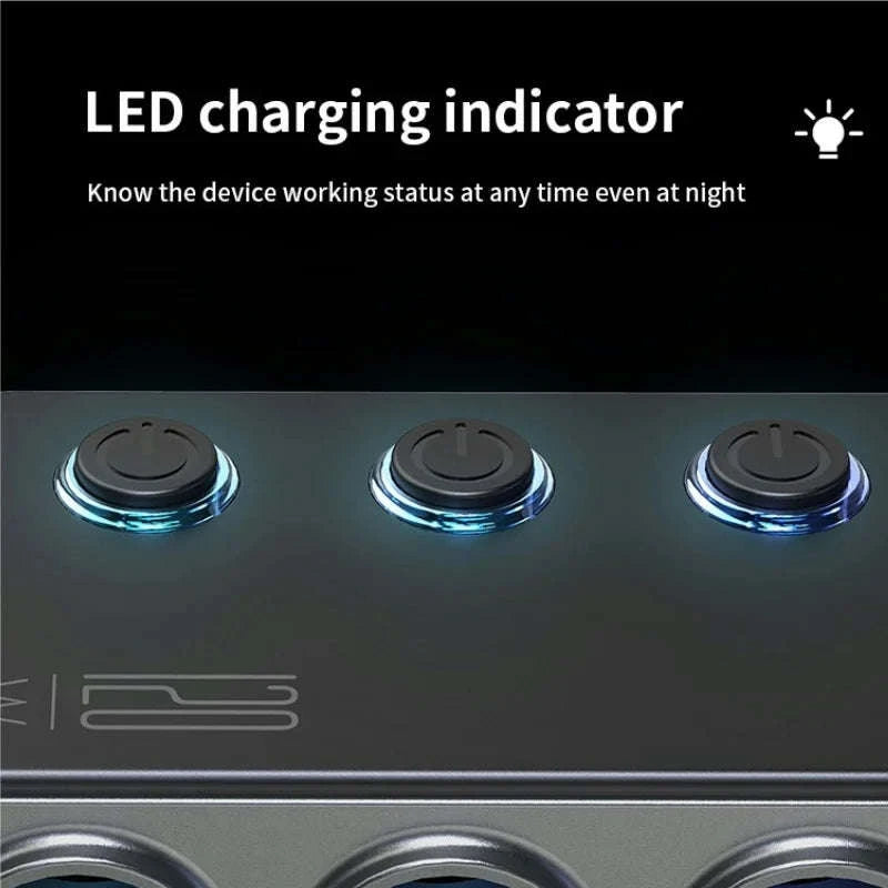 Car Cigarette Lighter Splitter Adapter with Multi-Port USB Charging-B