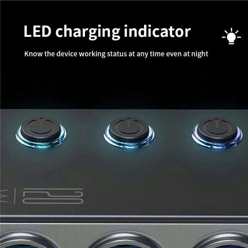 Car Cigarette Lighter Splitter Adapter with Multi-Port USB Charging-B