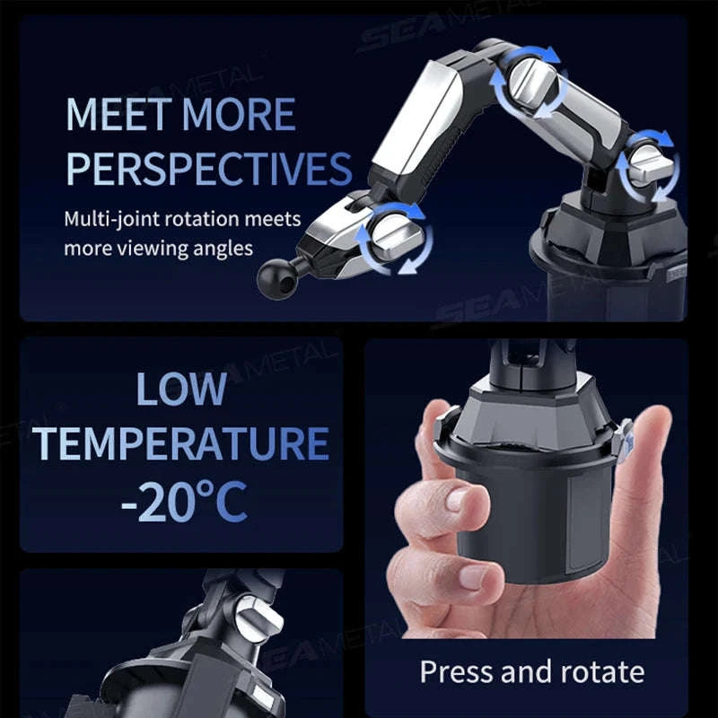 Car Cup Holder Phone Mount Adjustable Base 360-Degree Rotation-1pc