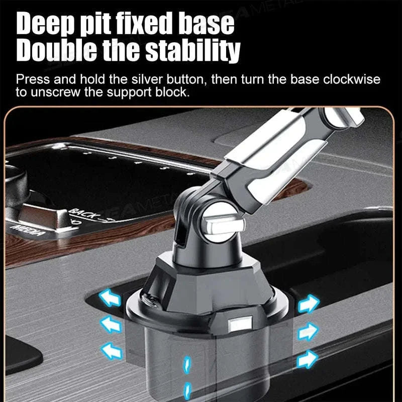 Car Cup Holder Phone Mount Adjustable Base 360-Degree Rotation-1pc