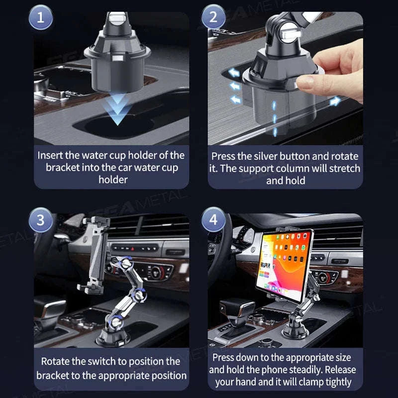 Car Cup Holder Phone Mount Adjustable Base 360-Degree Rotation-1pc